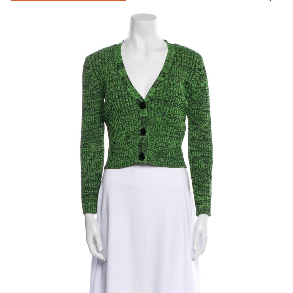 Ganni Green Button-Up Cardigan